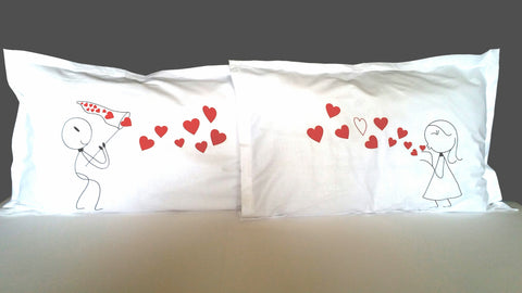 His N Her Pillow Covers (Set of 2) - Flying Hearts