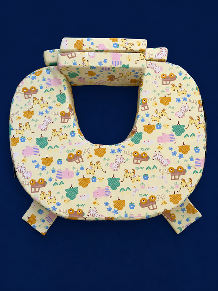 Comfeed By Nina Large Or Twins Feeding Pillow With Back Support & Silent Release Buckle - Yellow print
