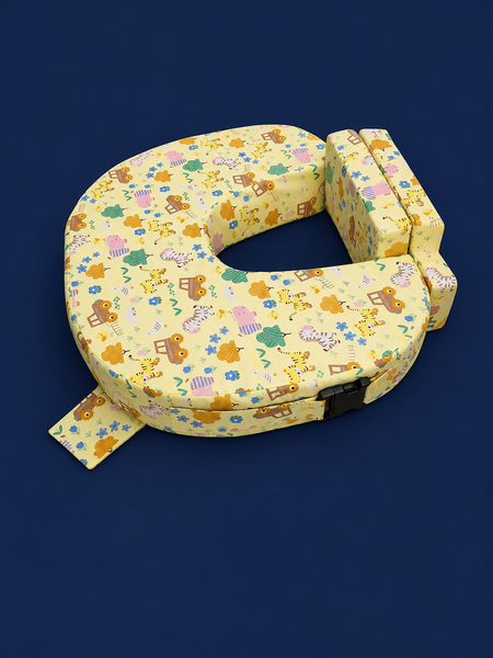 Comfeed By Nina Large Or Twins Feeding Pillow With Back Support & Silent Release Buckle - Yellow print