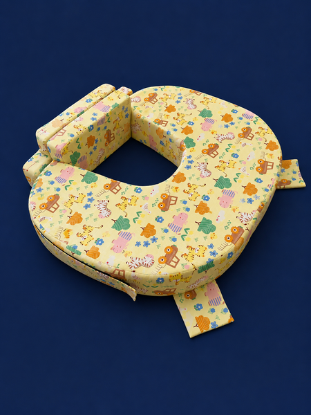Comfeed By Nina Large Or Twins Feeding Pillow With Back Support & Silent Release Buckle - Yellow print