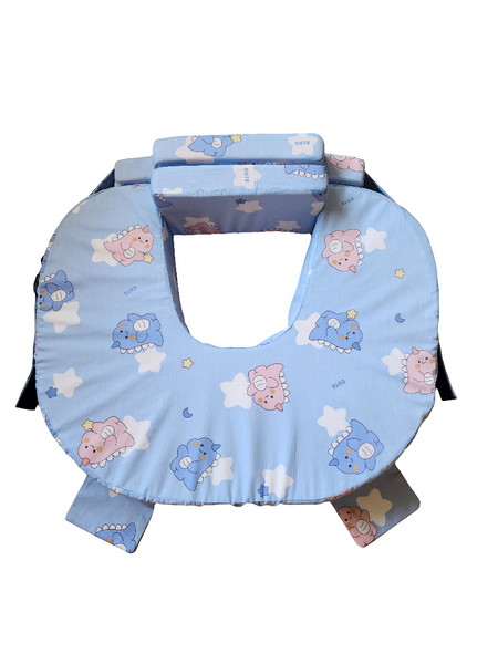 Comfeed By Nina Large Or Twins Feeding Pillow With Back Support & Silent Release Buckle - Blue Dinos